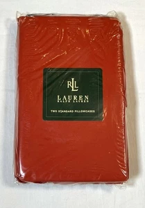 NEW Ralph Lauren Dark Pumpkin Orange Standard Pillowcases Pair Set 2 - Picture 1 of 2