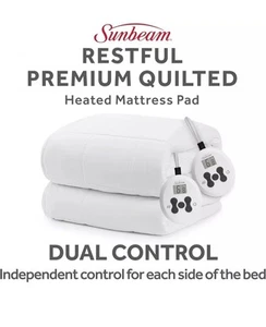 NUEVO Cojín de colchón térmico acolchado Sunbeam Restful - King White - Imagen 1 de 7