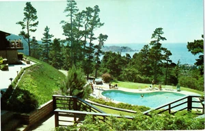 View from Lanai Room Pool Highlands Inn Carmel California Chrome Postcard - Picture 1 of 2