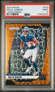 2024 PANINI PRIZM LAZER PRIZM #370 MALIK NABERS ROOKIE RC PSA 9 - Picture 1 of 2