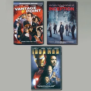 3 PG-13 movies Vantage Point, Inception, Iron Man DVD lot action spies superhero - Picture 1 of 8