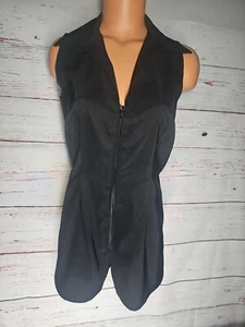 Vintage Fredricks Of Hollywood Romper Zipper Black 8 Club Costume Sexy Cop Y2k - Picture 1 of 7