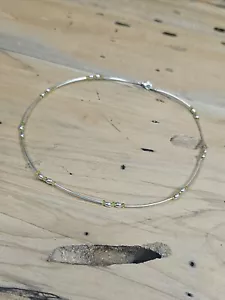 Sterling Silver Italy 925 Choker Necklace W Green Bead Accents R748 - Picture 1 of 5