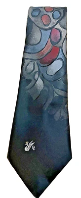 UNIQUE Vintage DON LOPER Mens Silk Blend BLACK Multicolor Necktie Tie 3.75W 56L - Image 1 of 4