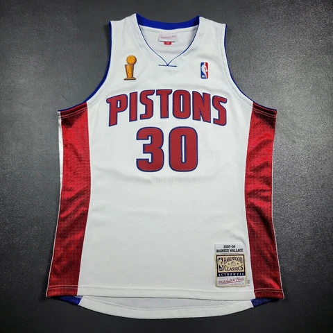 100% Authentic Rasheed Wallace Mitchell Ness 03 04 Pistons Jersey Size 44 L Mens Cover