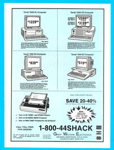 Great Western Electronics 1986 anuncio de computadora hogar PC anuncio impreso Tandy - Imagen 1 de 3