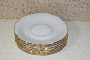 Winterling® Bavaria Germany White w/Gold Trim China: 5 Coffee Cup Saucers Only - Picture 1 of 6