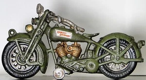 Harley Davidson Motorcycle Metal Pull Toy Car Race 1920s Racer Vintage Model 1 - Picture 1 of 12