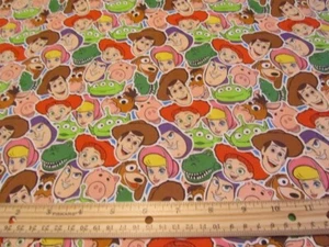 Multicolored Packed Toy Story Character Faces Cotton Fabric BTY - Picture 1 of 1