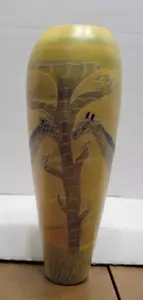 Soapstone Kenya Made Vase 10.25” Giraffes on the Plains Vibrant Earth Tones - Picture 1 of 8