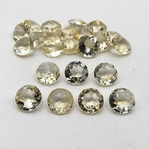 Natural Citrine Round Checker Cut Loose Gemstone Lot 10 Pcs 14 MM 74 CT - Picture 1 of 6
