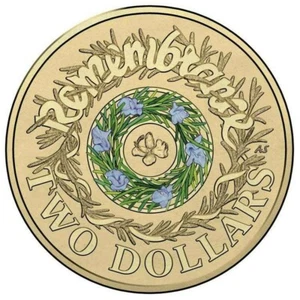 Moneda de dos dólares de 2 dólares color romero recuerdo rara reina Australia CIRC - Imagen 1 de 11