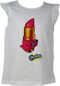 T-Shirt Mädchen offiziell zertifiziert Shopkins gerüschelt ärmellos weiß Baumwolle - Bild 1 von 1
