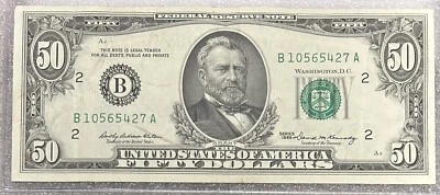 1969 New York $50 Dollar Bill Fr. 2114-B FRN B10565427A 50BL92 - Image 1 of 2