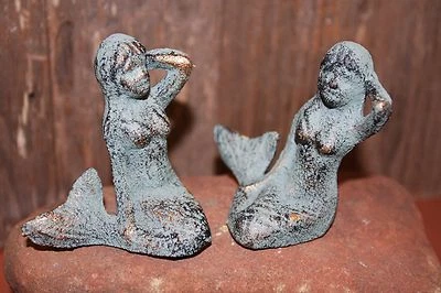 Mermaid Book Shelf Decor, 3 1/4" TALL, Cast Iron Bronze Look, 2 of BL-63 - Image 1 of 4