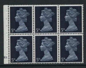 1968 5d ROYAL BLUE MACHIN STERLING BOOKLET PANE OF 6 U/MINT. SG 735 - Picture 1 of 1