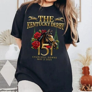 The Kentucky Derby 2025 T-Shirt, 151th Churchill Downs, Run For The Roses Shirt - Picture 1 of 3