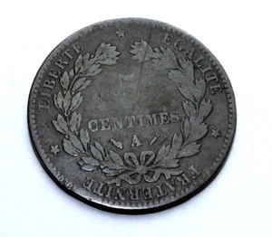 Frankreich 1882 5 Centimes Paris Münze Dritte Republik Bronze Sammlerstück 11033 - Bild 1 von 4