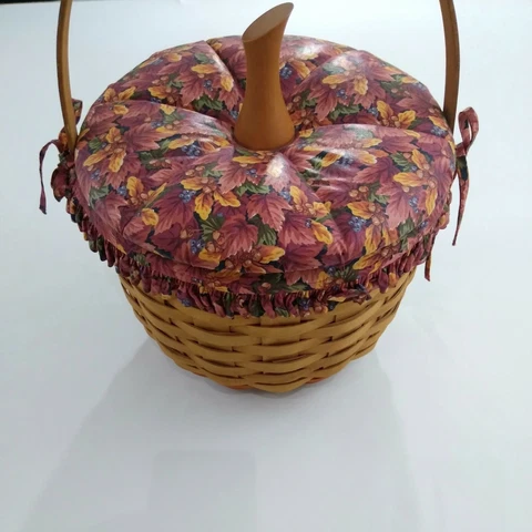 Vintage 1997 Longaberger Hostess Large Pumpkin Basket Lid Protector Complete Cover