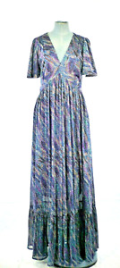 Opullence Paris Dress Shiny Dahlia Lurex Rainbow Maxi Flowy Occasion  size M