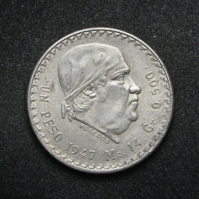1947-MO México Un Peso .500 Prata (bb18116) - Imagem 1 de 2