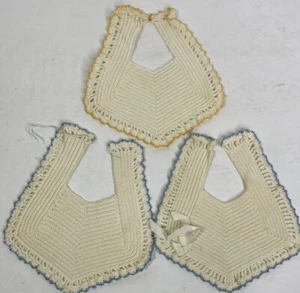 Handmade Crochet Doll Infant Baby Bib Cream Ivory Unfinished Need Ribbon Vintage - Picture 1 of 8