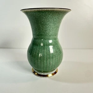 Vaso porcellana smaltata vintage Royal Copenhagen turchese crepitante Thorkild Olsen - Foto 1 di 14
