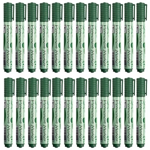 24 Green Permanent Marker Pens 2-5mm Bullet Tip Waterproof Smudge Resistant - Picture 1 of 22