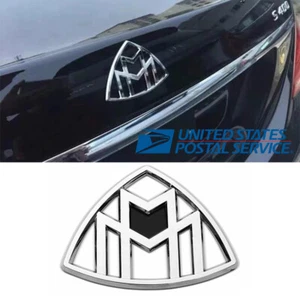 OEM Bright Silver Maybach Trunk Logo Rear Badge vertical For Mercedes S-Class - Picture 1 of 4