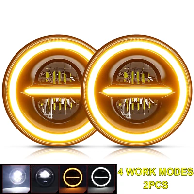 For Chevrolet Chevy II 1964-1967 2PCS 7" inch Round LED Headlights Hi/Lo Beam - Image 1 of 4