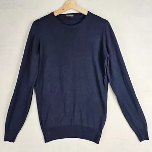 John Smedley Navy Knit Extrafine Merino Wool Mens Jumper Crew Neck Small - Picture 1 of 13