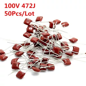 50Pcs CBB Capacitor 100V 472J 4.7NF 472 100V Pitch 5mm P5 - Picture 1 of 3