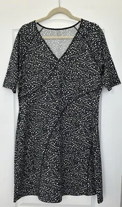 Title Nine Dress Womens XL Black White Speckled Dot Sayonara 3/4 Sleeve V-Neck - Bild 1 von 11