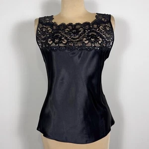 Vintage Cinema Etoile Cami Top Lace Sequin Sleeveless Blouse Black Medium - Picture 1 of 9