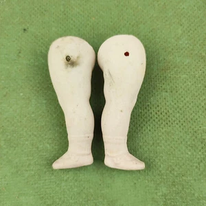 Antique porcelain dollhouse doll legs, wire fixed, 3.1", 79 mm, Germany - Picture 1 of 4