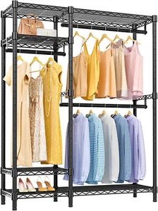 V2 Garment Rack Metal Clothing Rack for Hanging Clothes, 4 Tiers Wire Shelving C - Picture 1 of 8