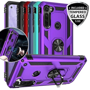 For Motorola Moto G Stylus 2020 Case Magnetic Metal Ring Stand +Tempered Glass - Picture 1 of 42