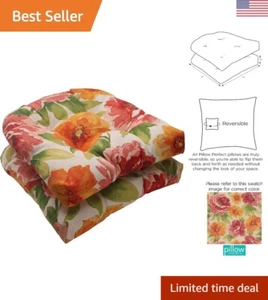 Bright Floral Indoor/Outdoor Chair Seat Cushion, Tufted, Weather, and Fade Re... - Picture 1 of 8