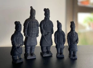 Lot Of 5 Statue Vintage Chinese Army Figurines Qin Terracotta Warriors 20th⭐ - Picture 1 of 15
