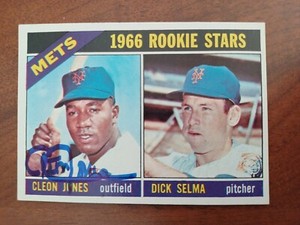 CLEON JONES 1966 Topps # 67 autographed signed card ROOKIE 66 N.Y. METS AUTO