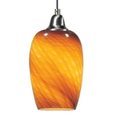 HANDBLOWN GLASS Amber Ripple 1-Light HUE Glass Pendant by ET2 Lighting  - Image 1 of 4