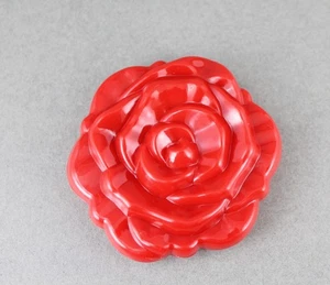 Rote Rose Blumenform Kunststoff Kompakt Doppel Geldbörse Reise Spiegel 2,25" Breit - Bild 1 von 8
