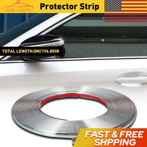 Chrome Trim Molding Strip Tape Car Door Window Bumper Body Protector Side 16FT - Foto 1 di 18