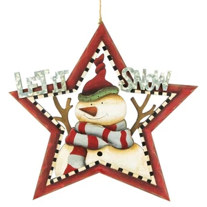 Northlight 13.25" "Let it Snow" Snowman Star Hanging Christmas Sign - Picture 1 of 5