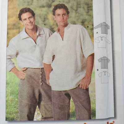 90s Burda Pattern 2701 Mens Semi Fit Shirt V Neck Short Long Sleeve 36 38 40 44 - Image 1 of 3