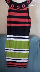 Vintage Joseph Ribkoff Dress Size 10 Made Canada Mod Stripe Designer Beatles 70s - Picture 1 of 4