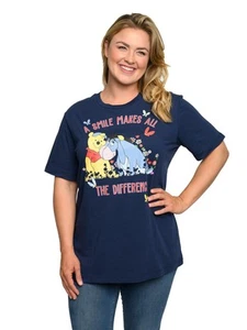 Winnie the Pooh & Eeyore Navy T-Shirt Disney Womens Plus - Picture 1 of 8