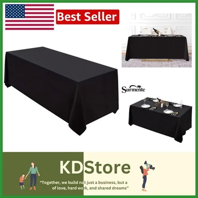 Black Polyester Rectangular Tablecloth for Elegant Events - Image 1 of 4