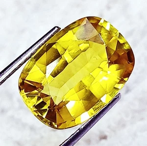 Certified 11.75 Ct Natural Yellow Sapphire Cushion Cut Loose Gemstone - Picture 1 of 7