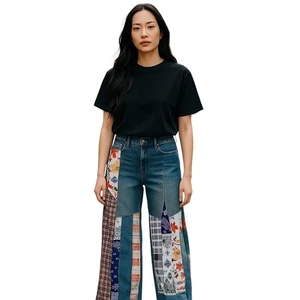 Pantalones de mezclilla Ursime Boho retro retazos Granny Core grandes estilo Cottage Core NUEVO - Imagen 1 de 9